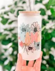 Mama floral Glass Tumbler