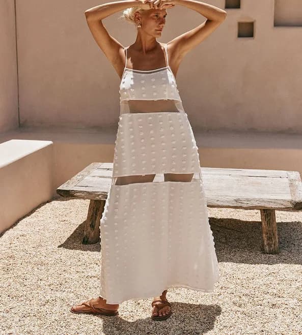 sabo Miliano Adjustable Thin Strap Panelled Maxi Dress