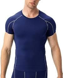 Queerier Compression Shirts Men Athletic Shirts Body Shaper Workout T-Shirt Fitness Quick Dry Baselayer Muscle Running Tops, 2pcs White,navy, M: Buy Online at Best Price in UAE - Amazon.ae