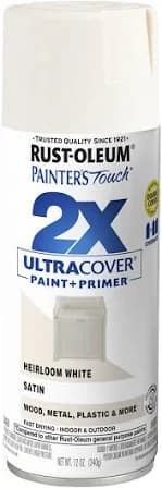 Rust-Oleum Painter's Touch 2X Spray Paint - Satin, Heirloom White, 12 Oz., Model 334071DS