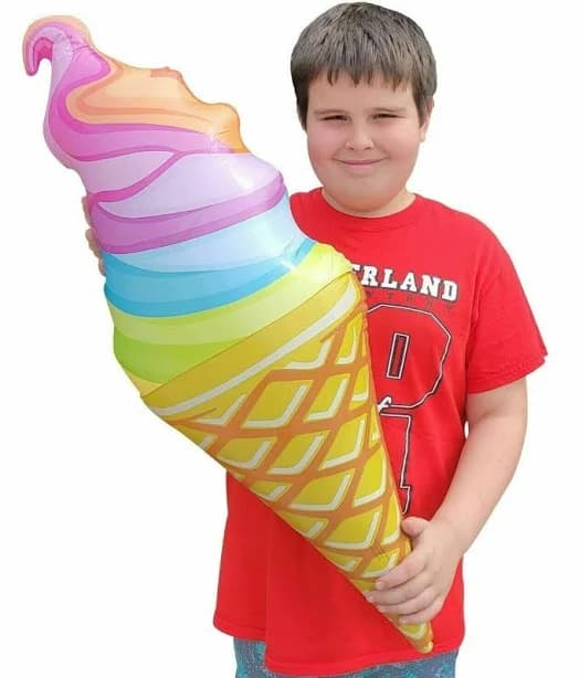 12 Rainbow Swirl Inflatable Ice Cream Cone - Wonka Pool Toy Decoration