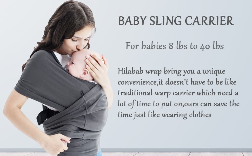 Amazon.com : Hilabab Baby wrap Carrier,Softness Organic Cotton,Breathable Adjustable Strap Baby Hold Carrier for Newborn Up to 40 lbs (Grey) : Baby