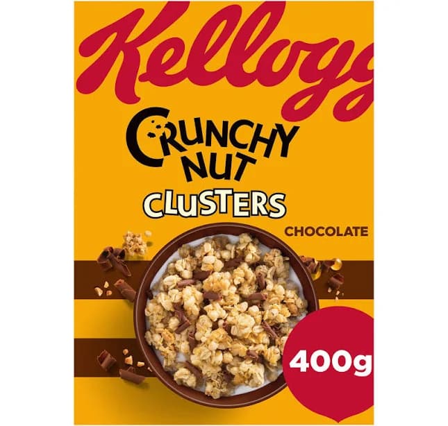 Kellogg's Crunchy Nut Chocolate Clusters Breakfast Cereal 400g