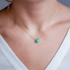 Emerald Chicklet Necklace by TENTHOUSANDTHINGS - NEWTWIST