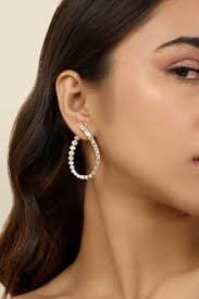 Buy Gold Plated Crystals Sea Front Back Earrings by Isharya Online at Aza Fashions in US