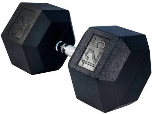 French Fitness Rubber Coated Hex Dumbbell