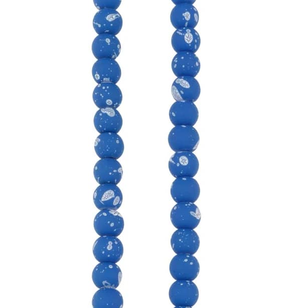 Bead Landing Blue & White Matte Glass Round Beads