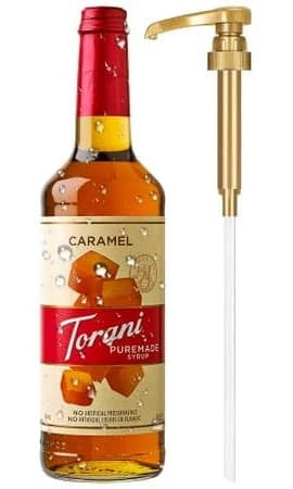 Torani Puremade Caramel Syrup with Little Squirt Syrup Pump, Glass Bottle 750ml 25.4 Ounces, Size: 750 mL
