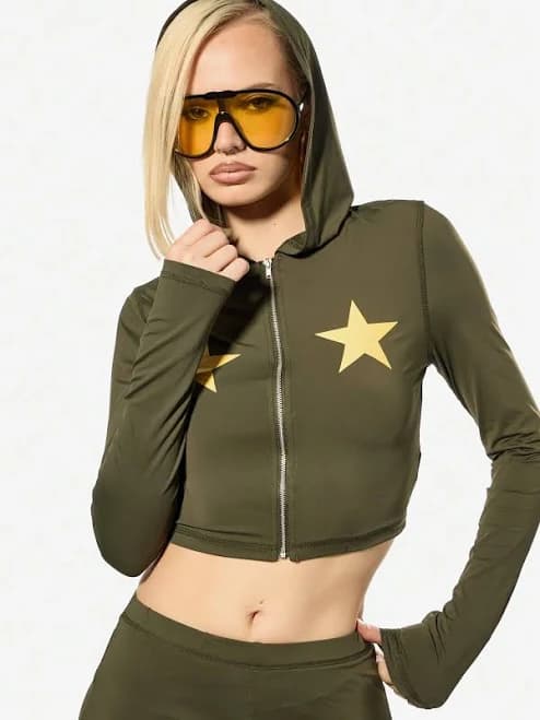 Sumwon Cropped Star Print Hoodie