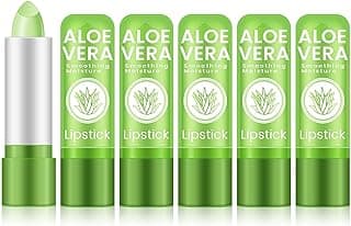 5 Pcs Aloe Vera Lip Balm, PH Color Changing Lipstick, Change from Green to Natural Pink, Deep Hydrating Tinted Lip Balm, Daily Lip Moisturizer for Dry Cracked Lips, with Real Aloe Vera