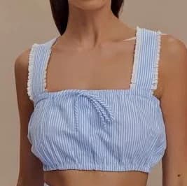 Gretel Sleeveless Pinstripe Crop Top