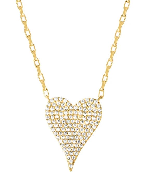 Brilliance Fine 14kt Gold Plated Sterling Silver Simulated Diamond Heart Necklace
