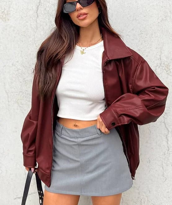 Abbi PU Bomber Jacket