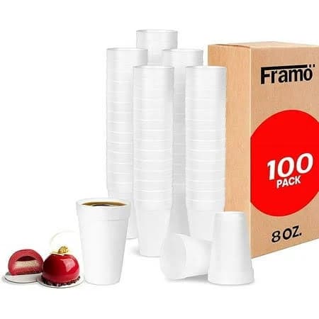 Framo 8 oz Foam Cups 100 Pack