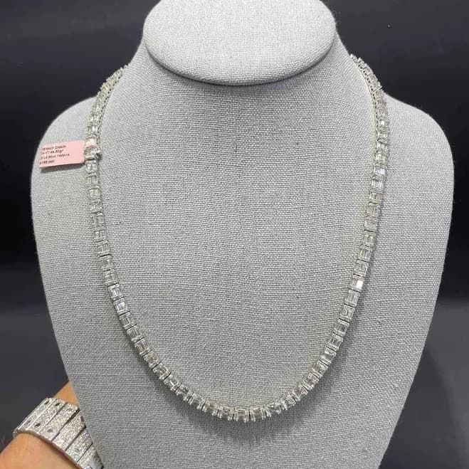 Iced Out Tennis Chain VVS 14K WHITE | VS1 28.5 ct