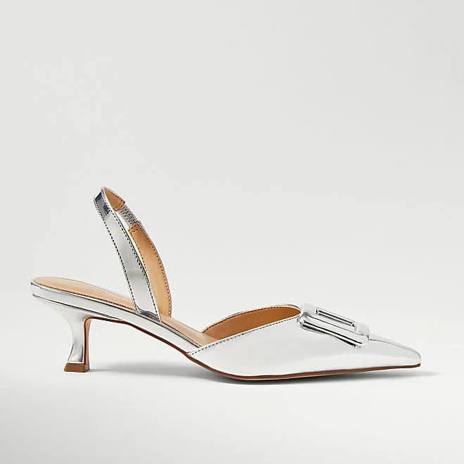 Ann Taylor Women's Metallic Pointy Toe Slingback Pump