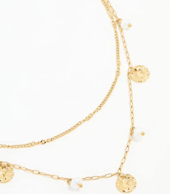 Lovisa Waterproof Gold Plated Stainless Steel Pearl & Coin Necklace