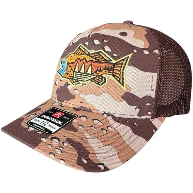 Men's Camouflage Trucker Hat with Fish Embroidered Logo