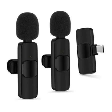 Wireless Lavalier Microphone for iPhone 15,usb C Tiny Lapel Lav Mic for Samsung Galaxy S24 S23 A15,Mini Wireless Clip Mic Type C for Android Phone,