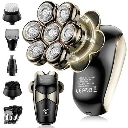 Nogroa Head Shavers Magnetic Electric Razor 7D Rotary Shaver 5 in 1 Grooming