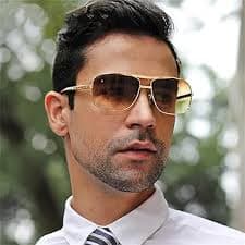Amazon.com: MTZJH Square Sunglasses Men Punk Sun Glasses Male Shades Vintage Metal Frame Driving Sunglass,C1 Gold Double Gray,one size : Clothing, Shoes & Jewelry