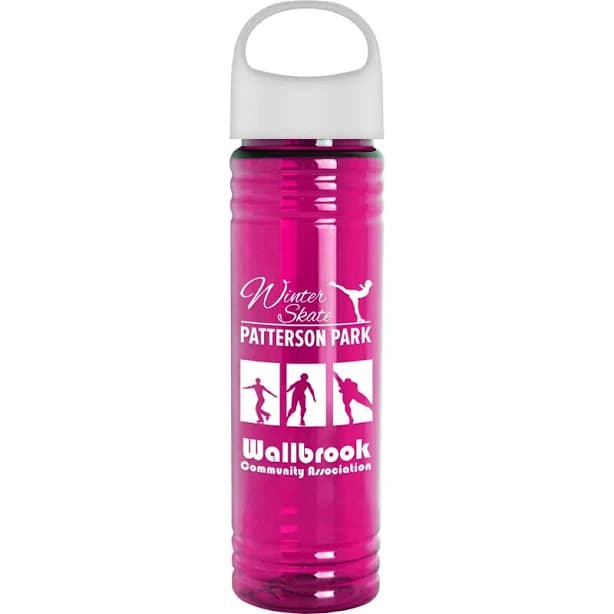 Advertising Slim Fit Transparent Bottle with Oval Crest Lid (Transparent Hot Pink) | Custom Water Bottles | (Polymers & Fabric) | Custom