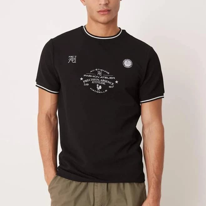 ASOS Super Heavyweight T-Shirt with Contrast Trim and Athletic Graphics