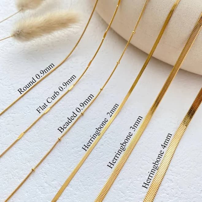 18K Gold Filled Herringbone Snake Chain Necklace