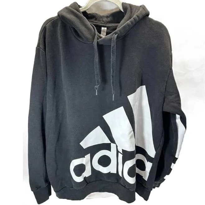 Adidas Shirts | Adidas Men's Black Hoodie With White Logo Size L | Color: Gray/White | Size: L | Jjsales572's Closet