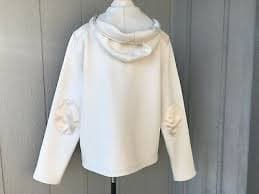 CALVIN KLEIN Thick Fleece Hoodie Ivory with Satin Epaulets & Elbow Patches LARGE | eBay