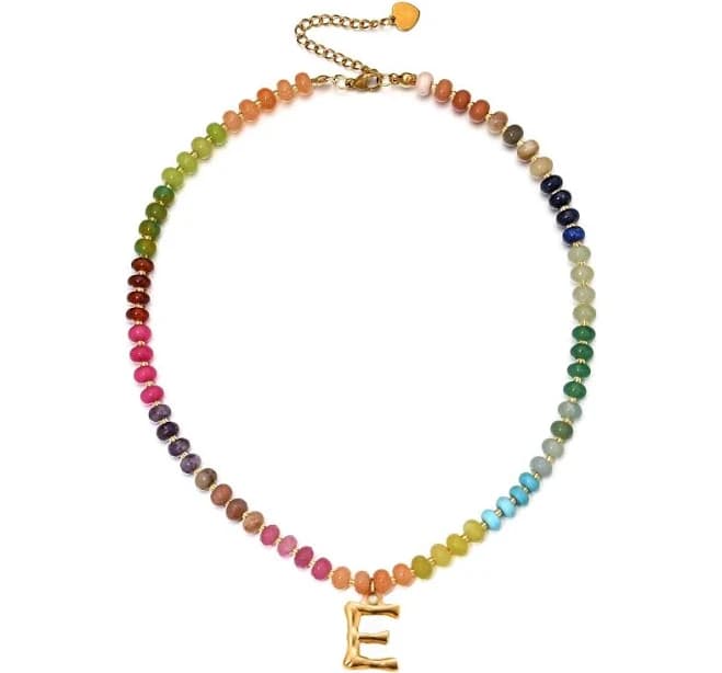Personalized Colorful Beaded Initial Necklaces For Women Boho Summer