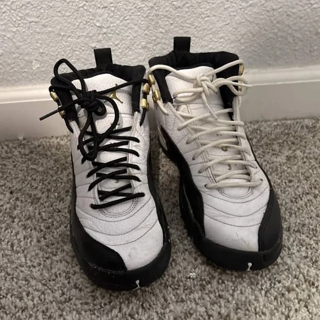 Air Jordan 12 Retro White Black Gold Sneakers