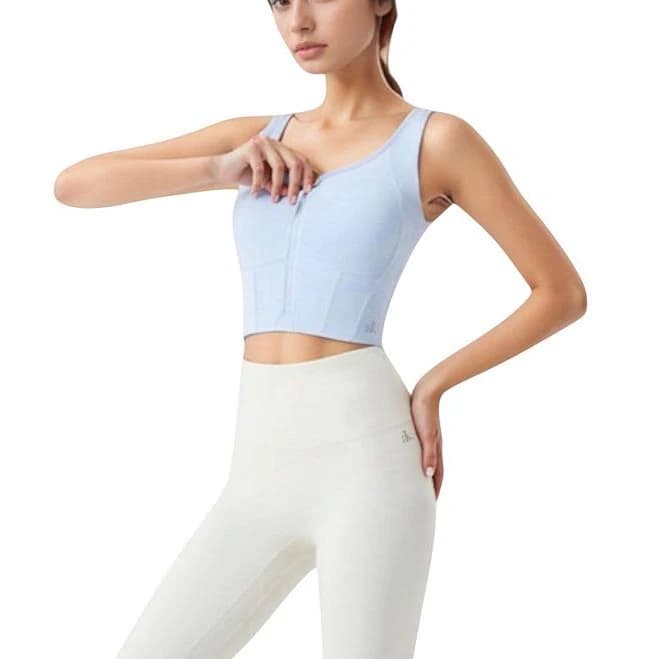 Anna-Kaci Women's Zip-Up Cropped Tank Top with Built-in Bra