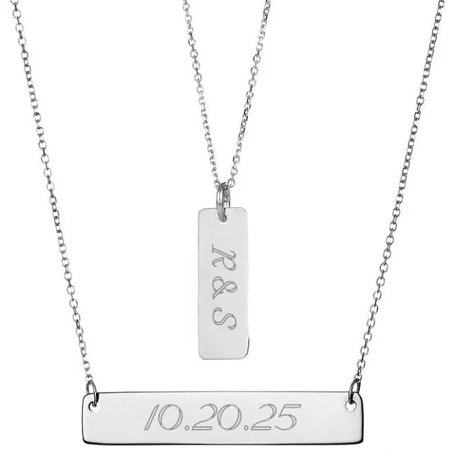 Layered Silver Name Bar Necklace