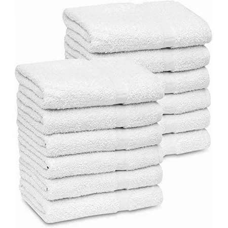 180 Pcs White 22x44 100% Cotton Economy Extra Absorbent Quick Dry Bath Towels