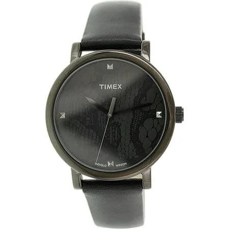 Women's Timex Originals t2p461 Black Leather Analog Quartz Fashion Watch