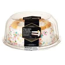 Creamy Vanilla Ice Cream Layered With Decadent Chocolate Cake, Topped With Whipped Icing And Festive Sprinkles, Chocolate & Vanilla