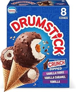 Drumstick Dipped Variety Pack, Vanilla Fudge, Vanilla Caramel, Vanilla Sundae Cone, 8 Count (Frozen)