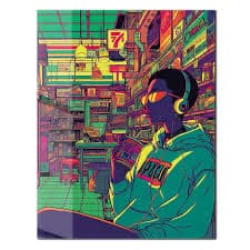 Neon Urban Vibes UV Glass Wall Art – Cyber Pop Style in 7-Eleven Aesth