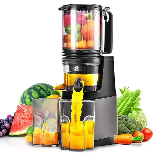 Cold Press Juicer,Slow Masticating Juicer Machines with 5.3" Large Feed Chute for Most Fruits and Vegetables,Easy to Clean Lemon Orange Juicer with