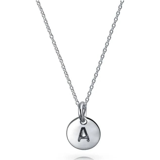 Bling Jewelry Tiny Minimalist Initial Pendant Necklace Women's Sterling Silver A-z Alphabet Disc