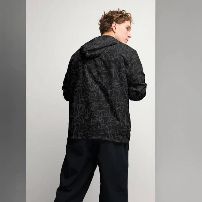 Smoke and Charcoal Abstract Windbreaker
