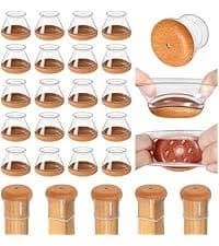 OCONDA 20 Pcs Chair Leg Floor Protectors for Hardwood Floors, Clear Rubber Furniture Sliders with Felt, Silicone Furniture Leg Caps Covers (Fit Round Diameter:9/16" to 12/16") - Amazon.com