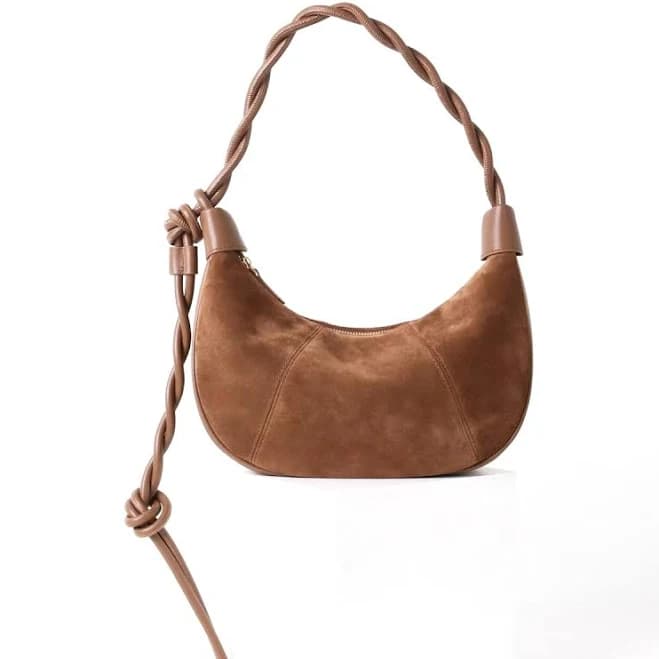 Suede Zipper Hobo Bag