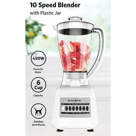 Eurostar EBL820WH 450W 10-Speed Plastic Jar Blender