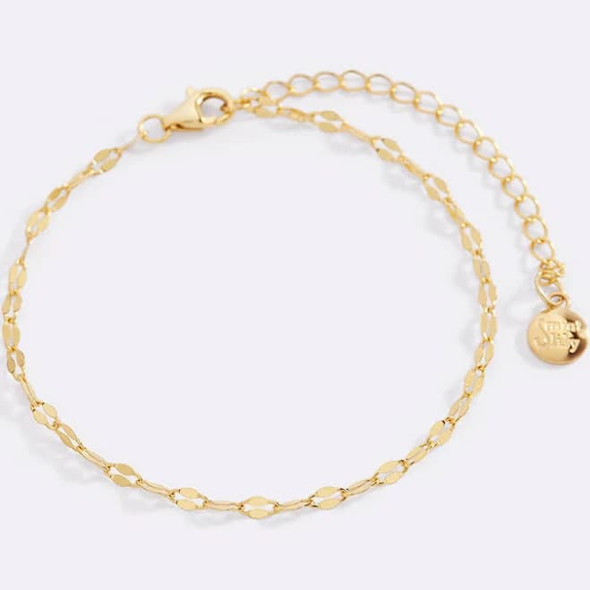 18K Gold Over Sterling Silver Petal Chain Bracelet