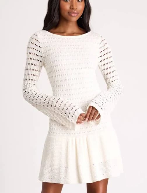 Lulus Loose Knit Drop Waist Sweater Mini Dress