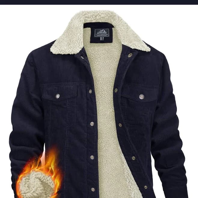 Men's Sherpa Lined Corduroy Cargo Jacket
