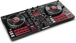 Numark Mixtrack Platinum FX Serato DJ Controller with Jog Wheel Displays, 4 Decks, Mixer, Effects Paddles and Audio Interface