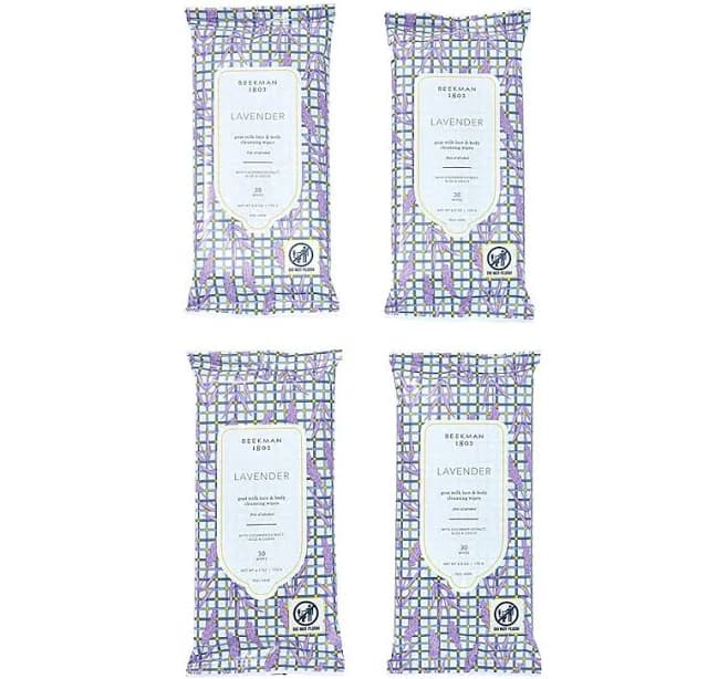 Beekman 1802 30-Count Goat Milk Facial Cleansing Wipes 4-pack Lavender